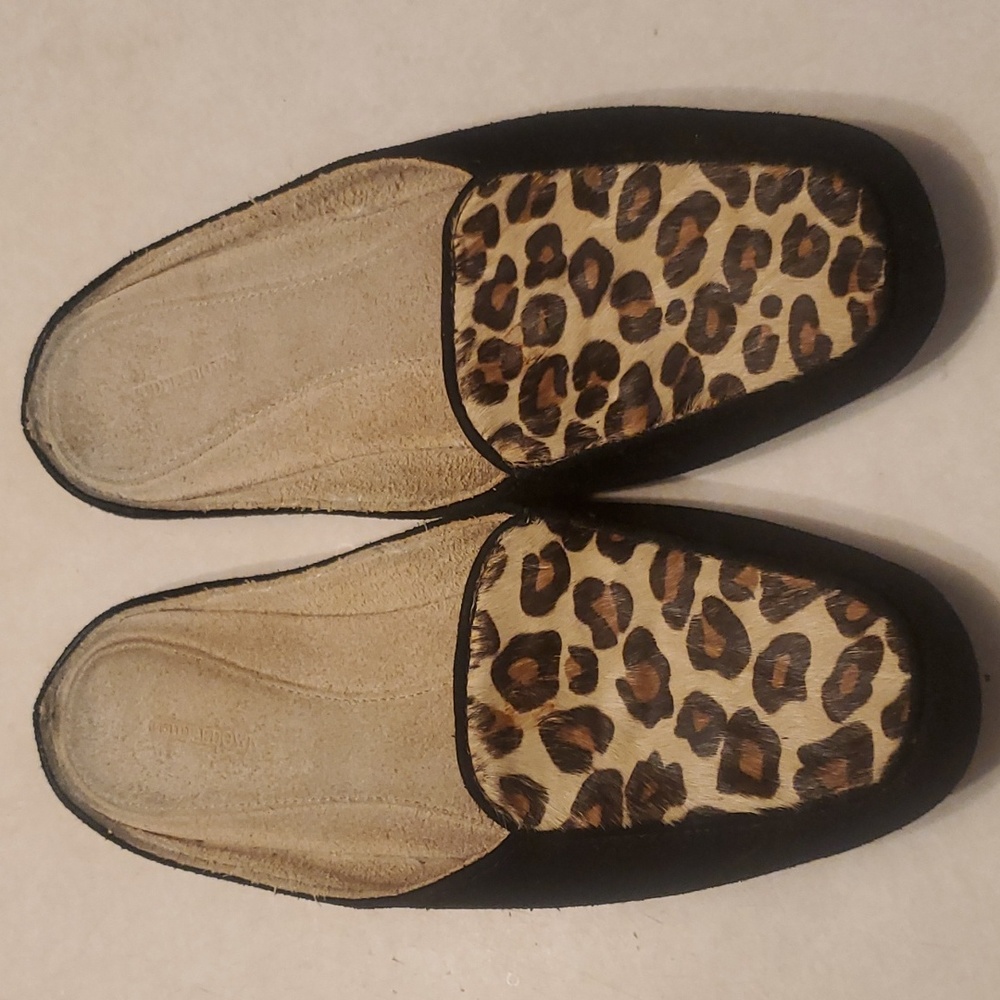 Cuddledown GENUINE suede/animal fur slippers size small approx size 6.5